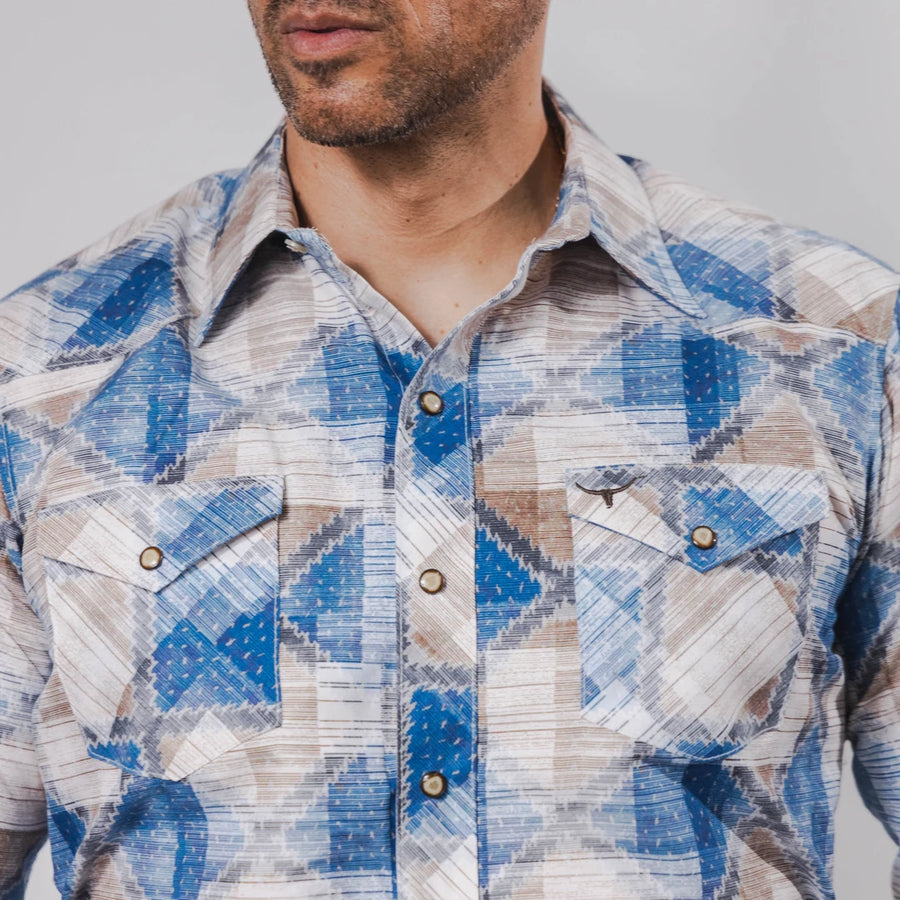 Camisa Rodeo West Estampada Azul/Blanco 036
