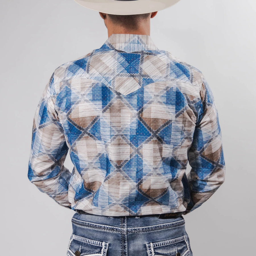 Camisa Rodeo West Estampada Azul/Blanco 036