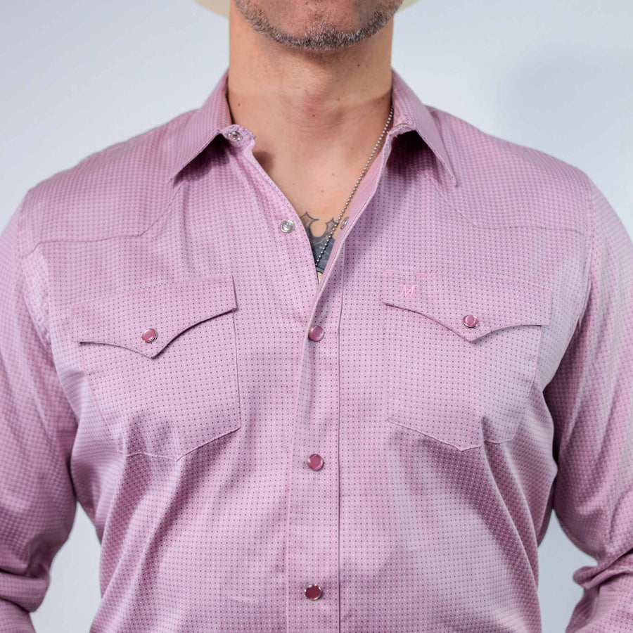 Camisa 1800 West Estampada Puntos Rosa/Blanco 033