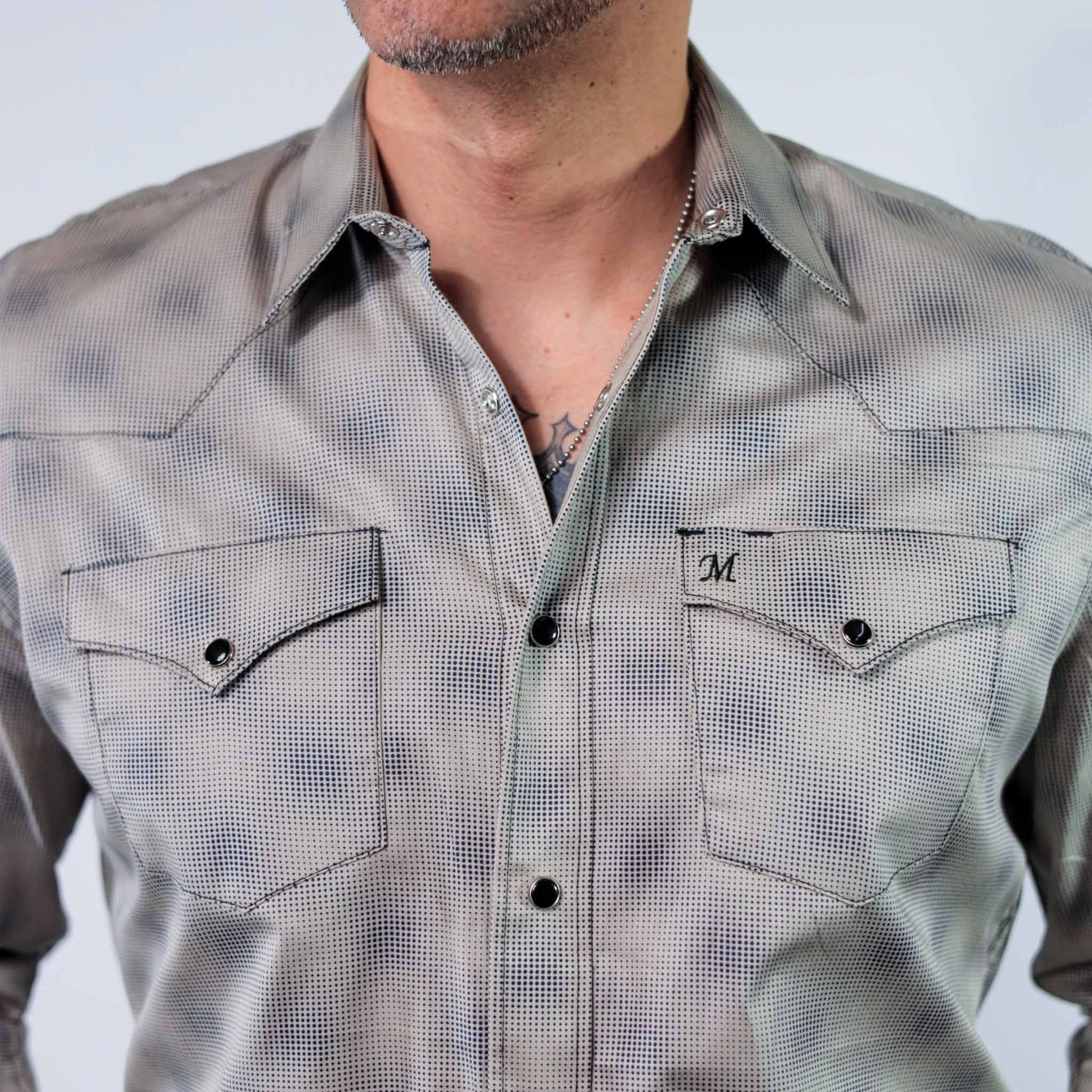Camisa 1800 West Est Puntos Negro/Gris 034