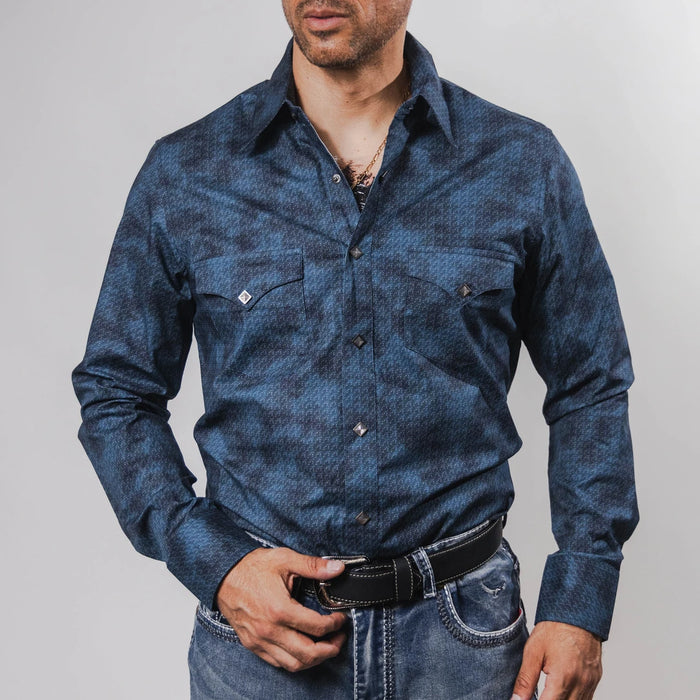Camisa Rock&Roll Estampada Geo Print Azul 049