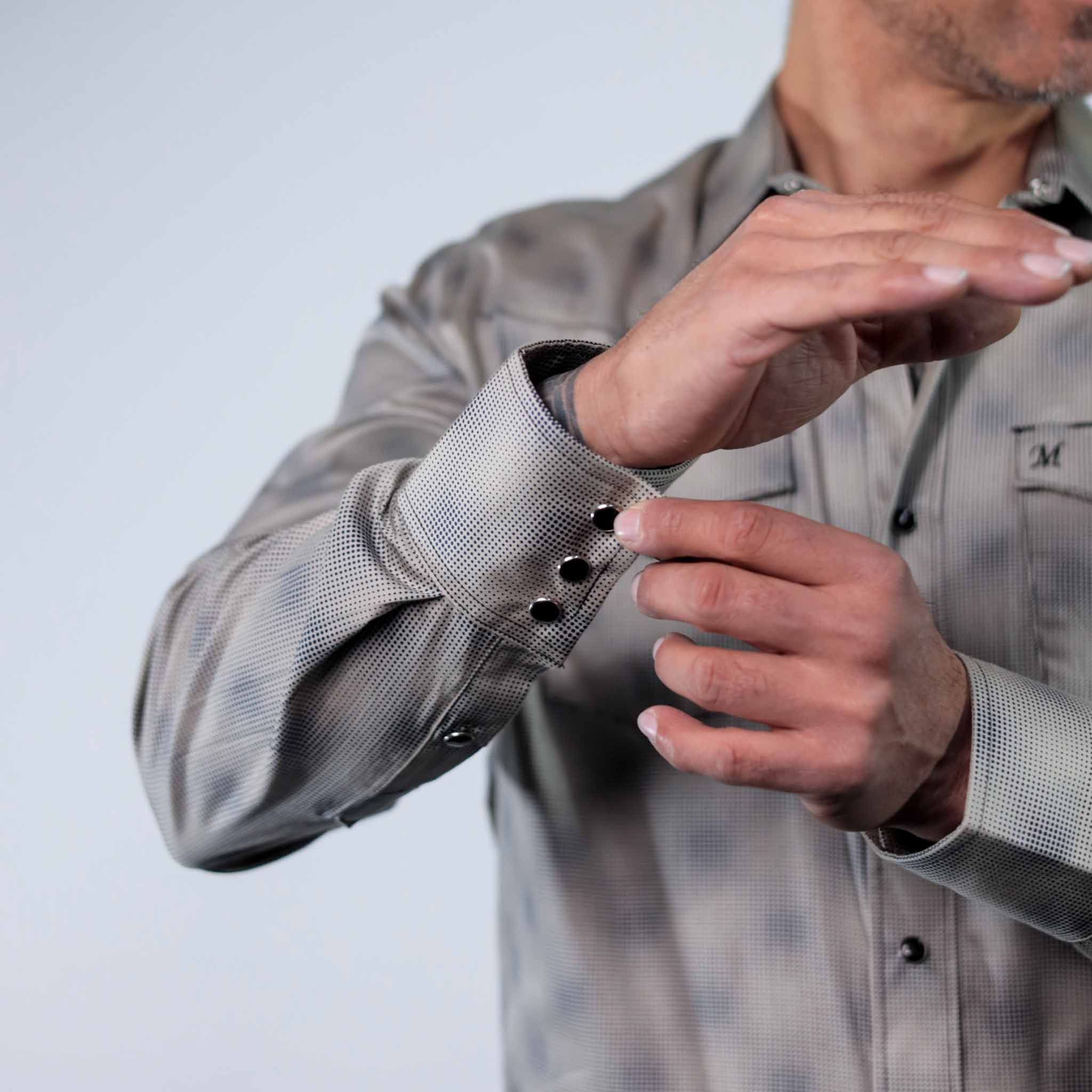 Camisa 1800 West Est Puntos Negro/Gris 034