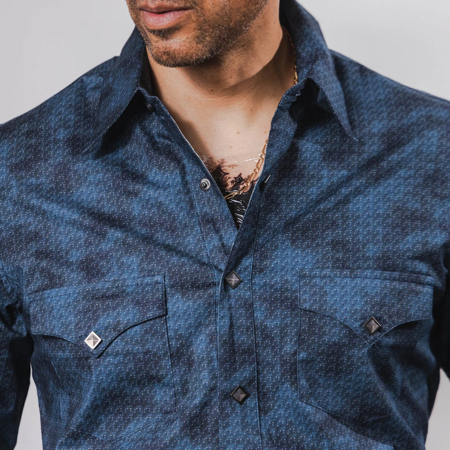 Camisa Rock&Roll Estampada Geo Print Azul 049