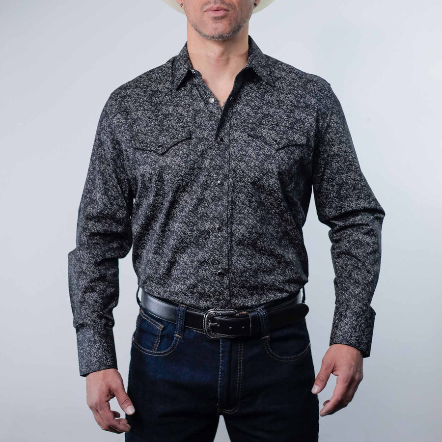 Camisa 1800 West Estampada Negro/Gris 035
