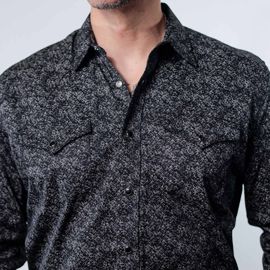 Camisa 1800 West Estampada Negro/Gris 035