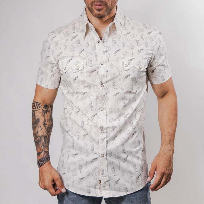 Camisa Rock&Roll Manga Corta Estampada Western Blanco 050