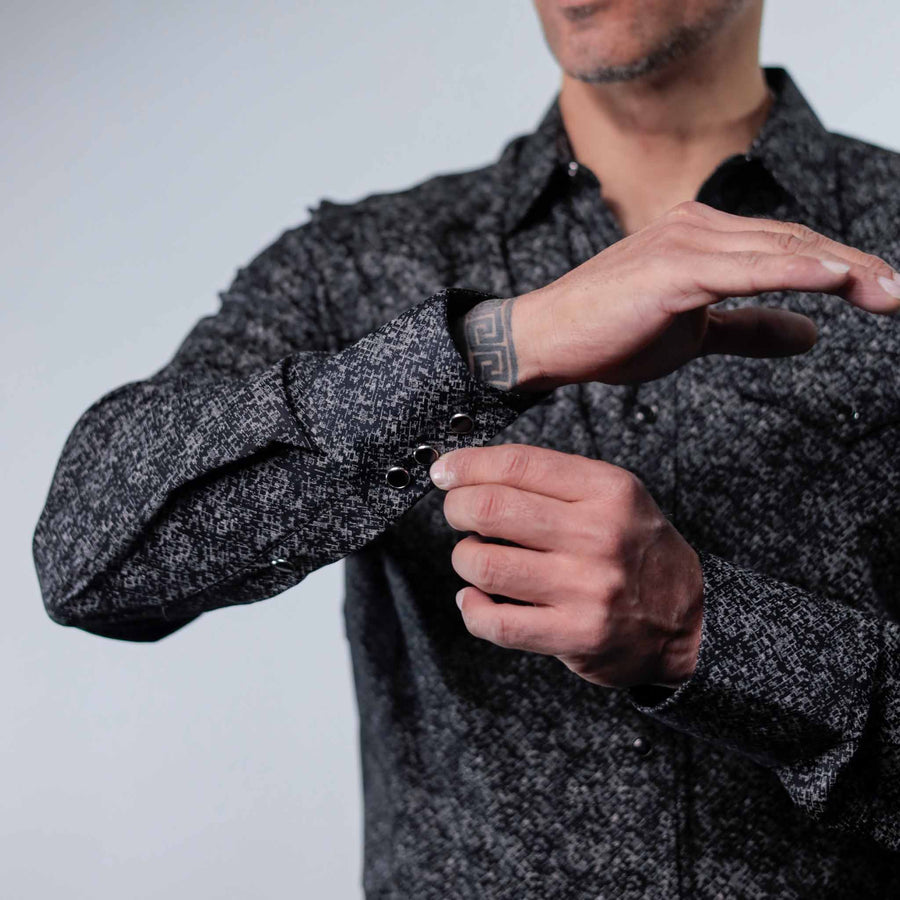 Camisa 1800 West Estampada Negro/Gris 035