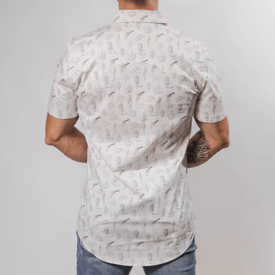 Camisa Rock&Roll Manga Corta Estampada Western Blanco 050
