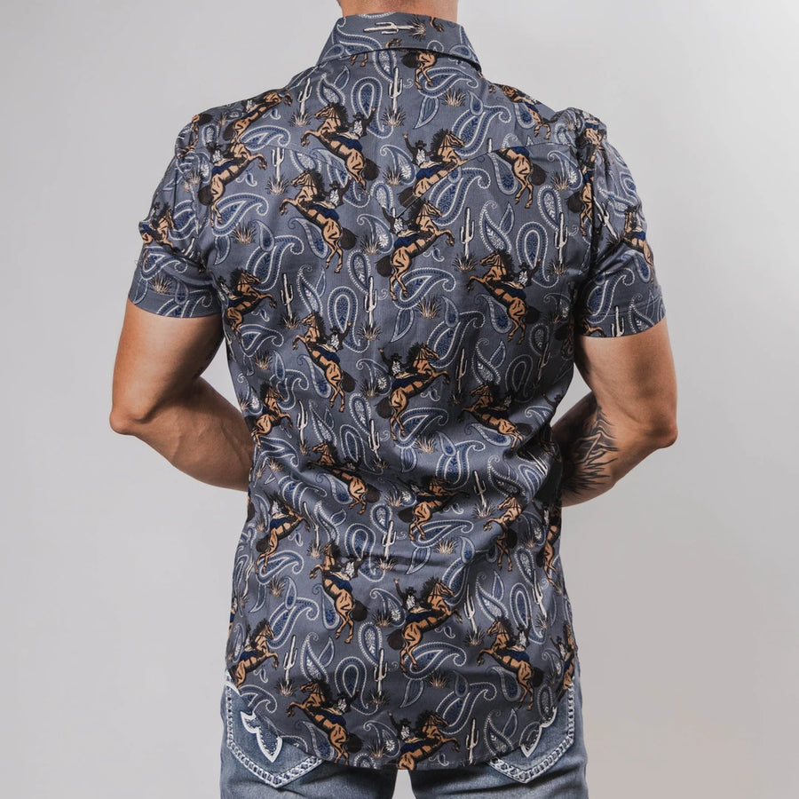 Camisa Rock&Roll Manga Corta Estampada Western Gris 051