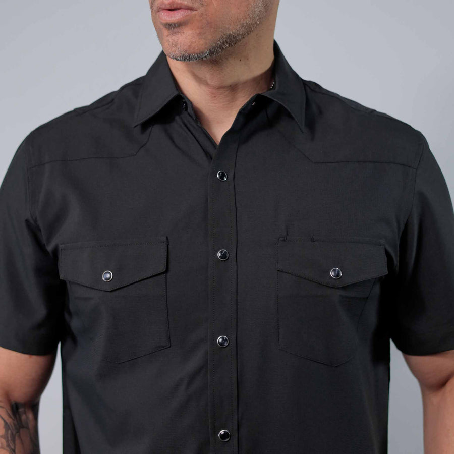 Camisa McAllen Manga Corta Performance Negra 074