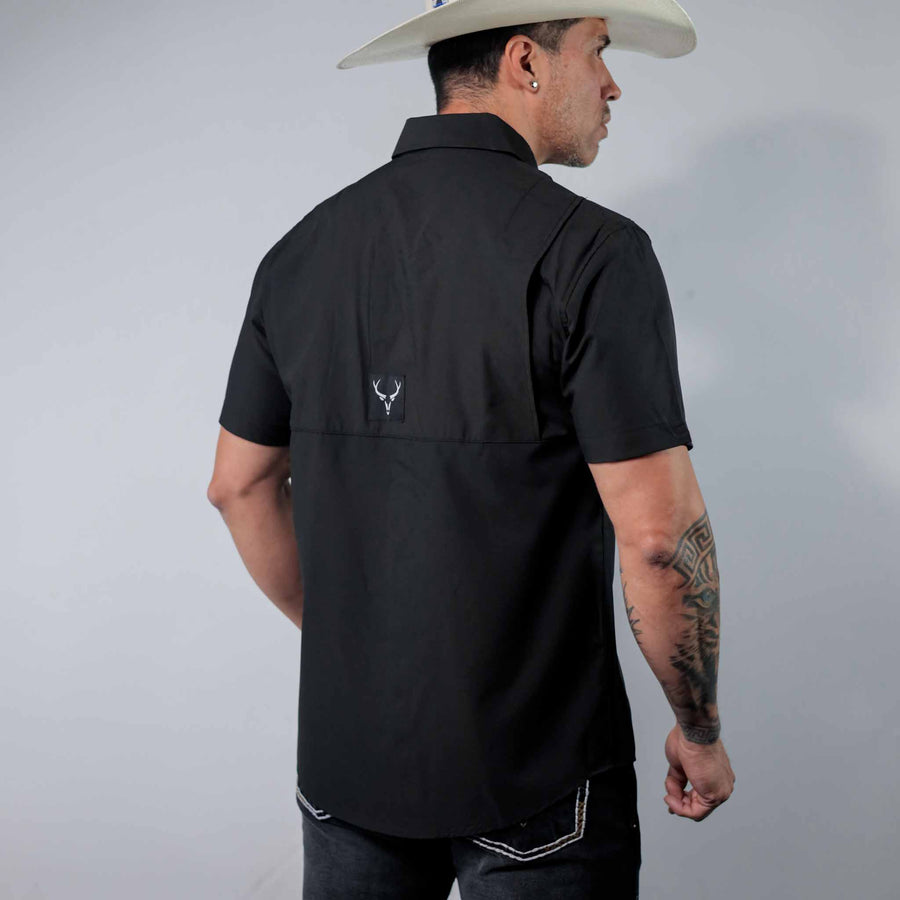 Camisa McAllen Manga Corta Performance Negra 074