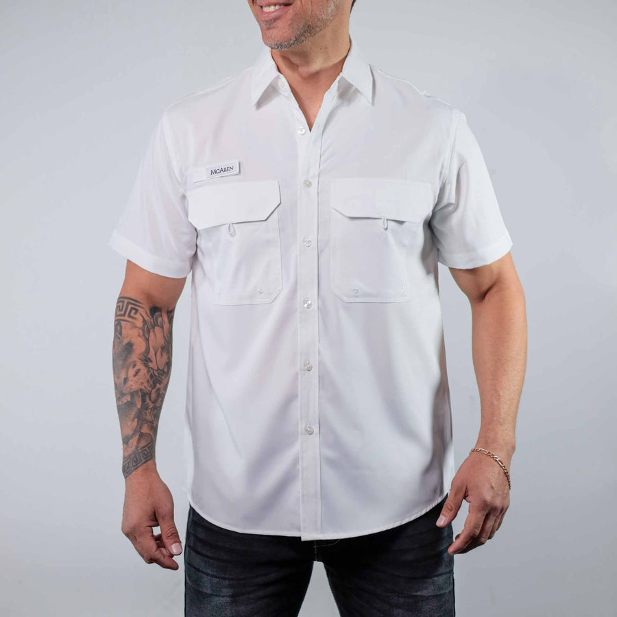 Camisa McAllen Manga Corta Pescador Blanca 077