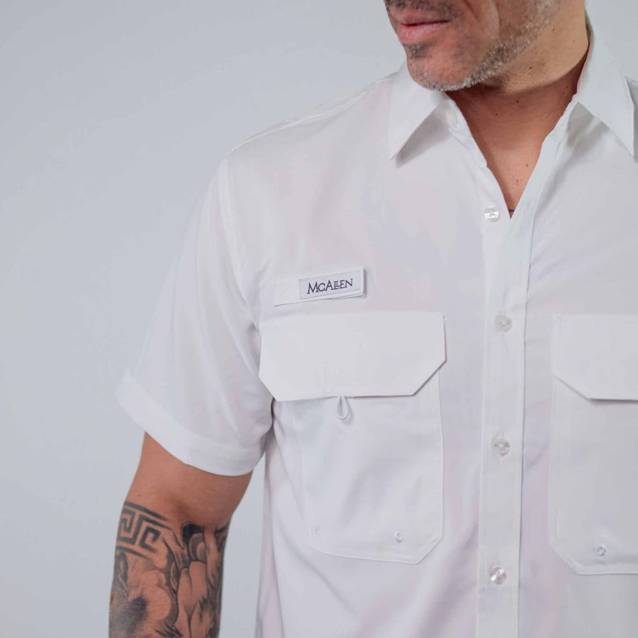 Camisa McAllen Manga Corta Pescador Blanca 077