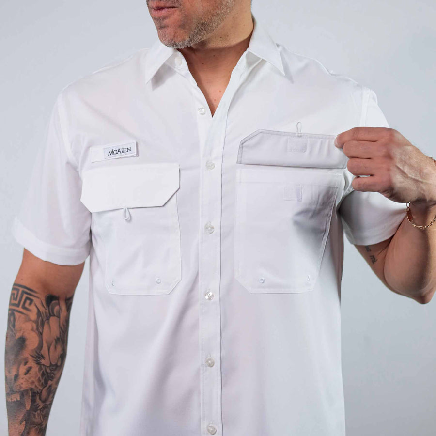 Camisa McAllen Manga Corta Pescador Blanca 077