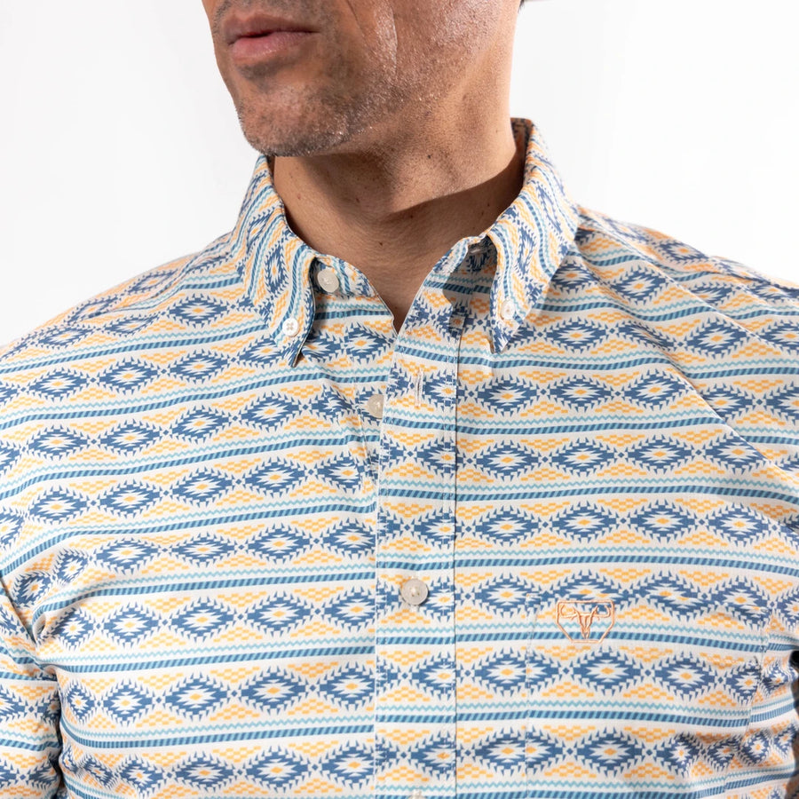 Camisa Platini Manga Corta Performance Estampada Navy 050
