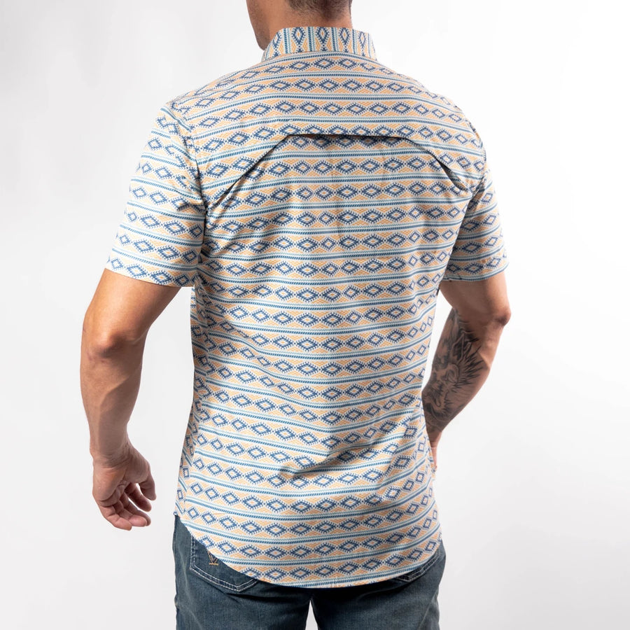 Camisa Platini Manga Corta Performance Estampada Navy 050