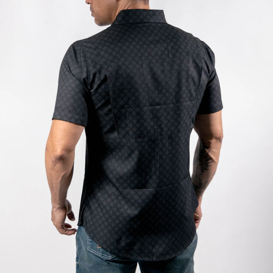 Camisa Platini Manga Corta Performance Estampada Negro 053