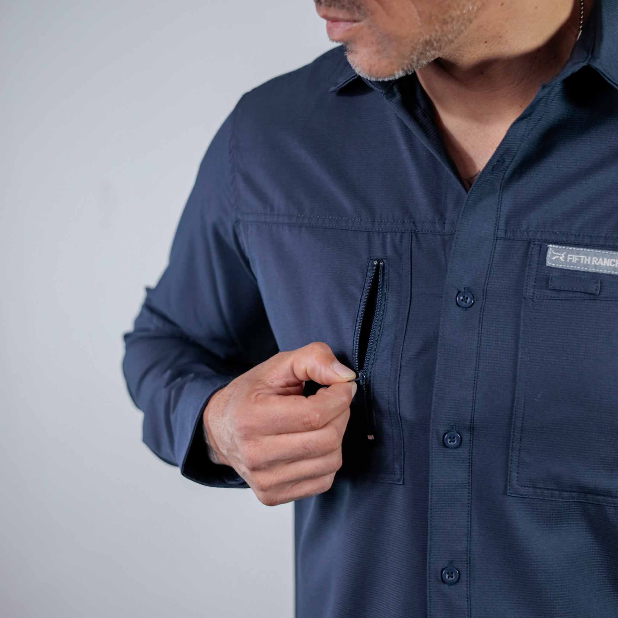 Camisa 5th Ranch Lisa Performance Azul 011