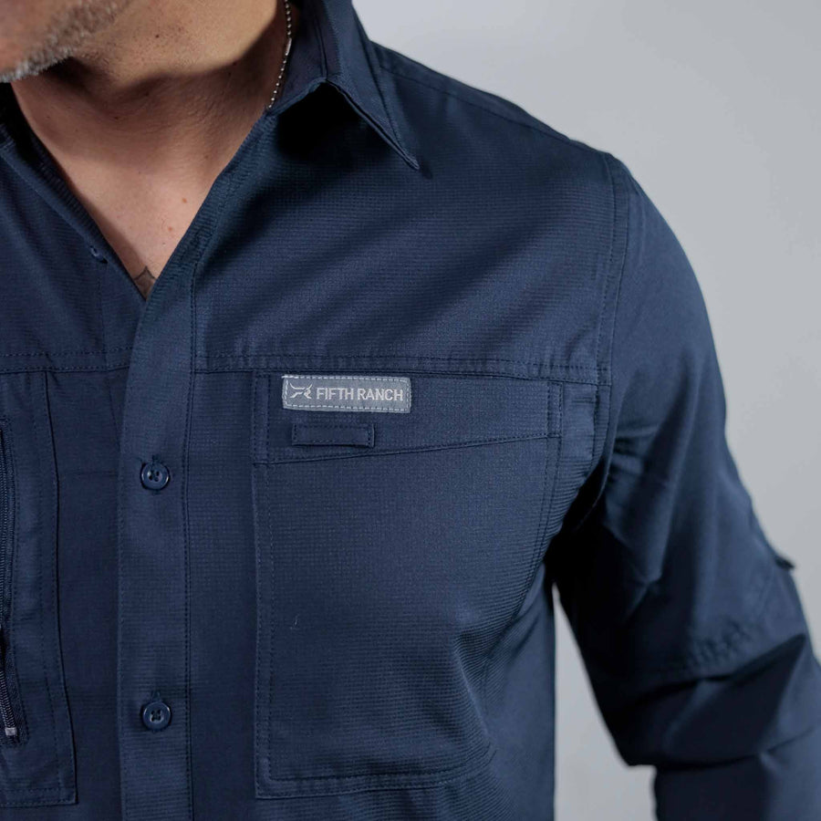 Camisa 5th Ranch Lisa Performance Azul 011