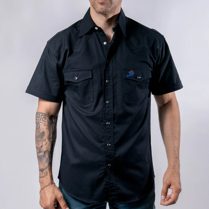 Camisa M-Cowboy Manga Corta Lisa Negra 100