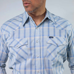 Camisa Wrangler Painted Cuadros Celeste/Azul/Blanco 261