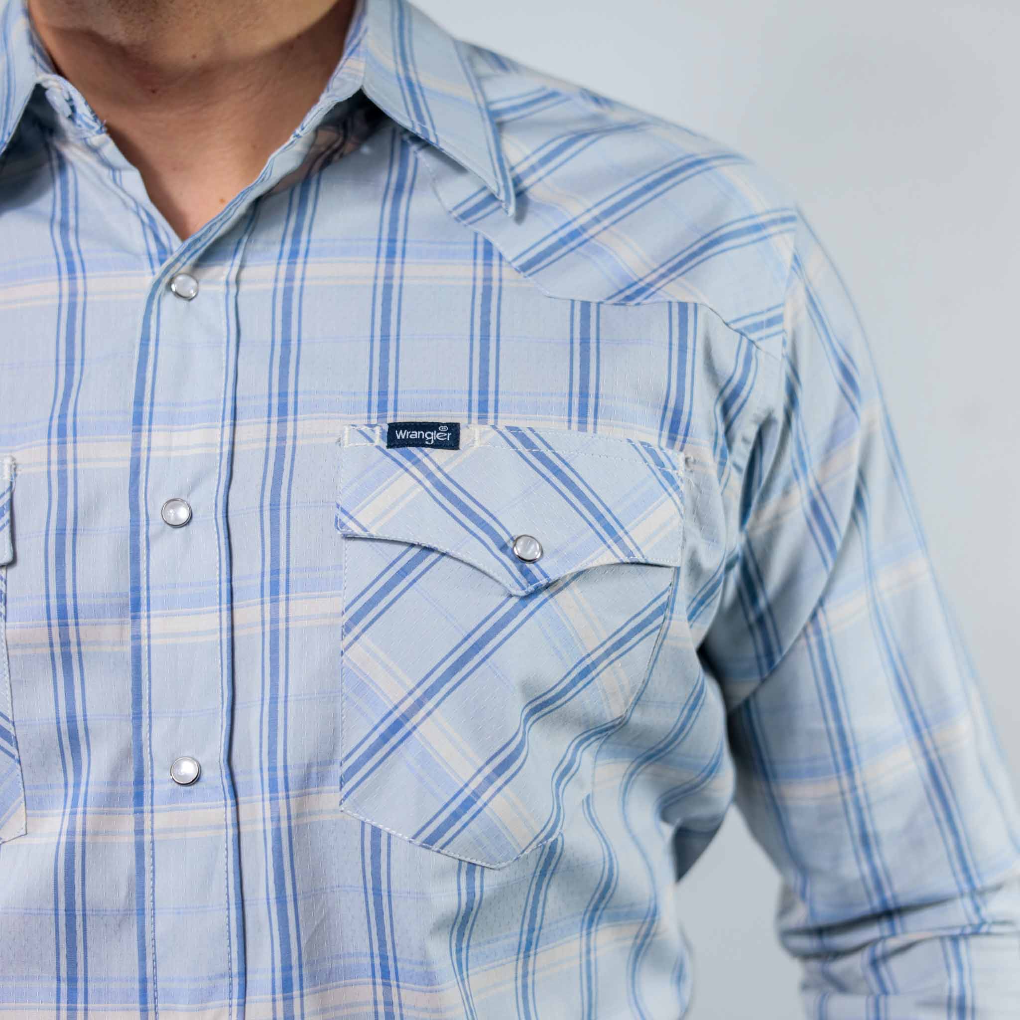 Camisa Wrangler Painted Cuadros Celeste/Azul/Blanco 261