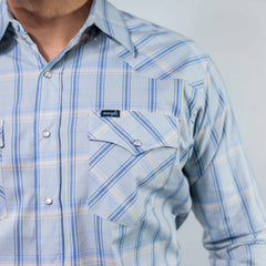 Camisa Wrangler Painted Cuadros Celeste/Azul/Blanco 261