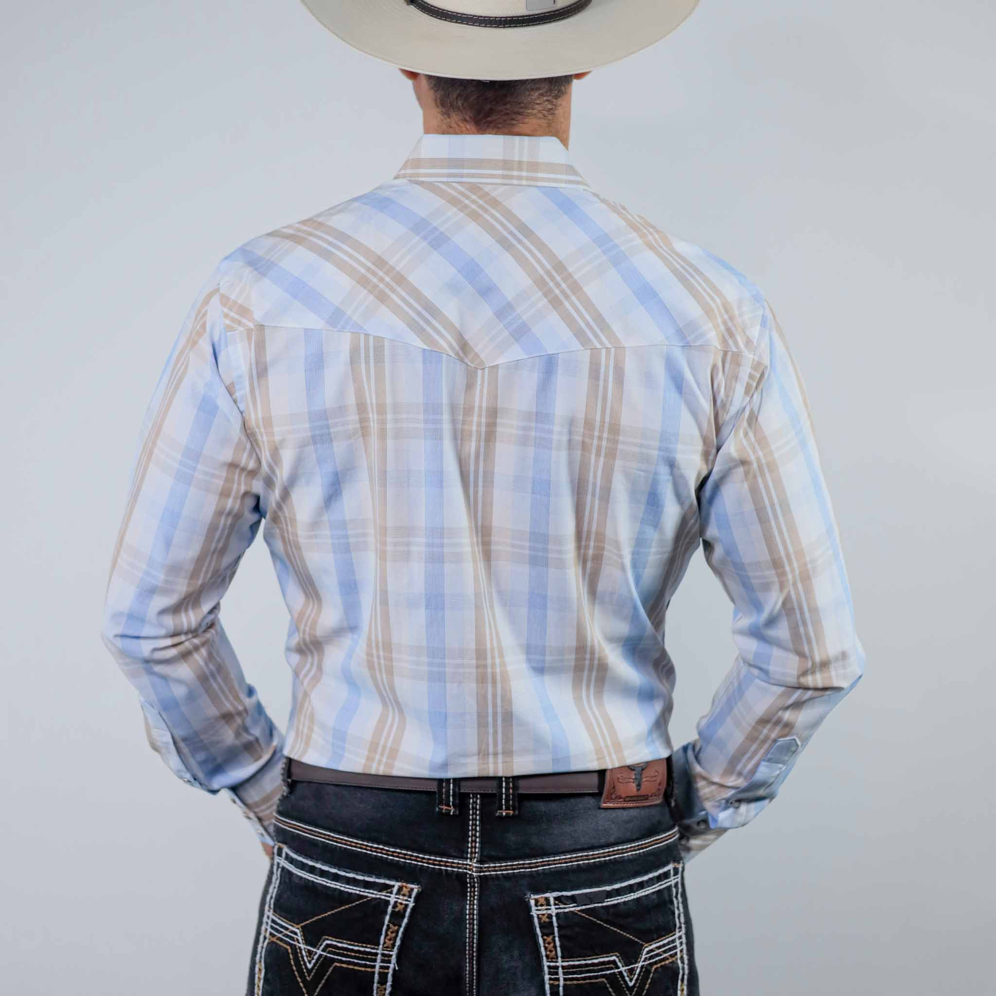 Camisa Wrangler Painted Cuadros Blanco/Celeste/Khaki 262