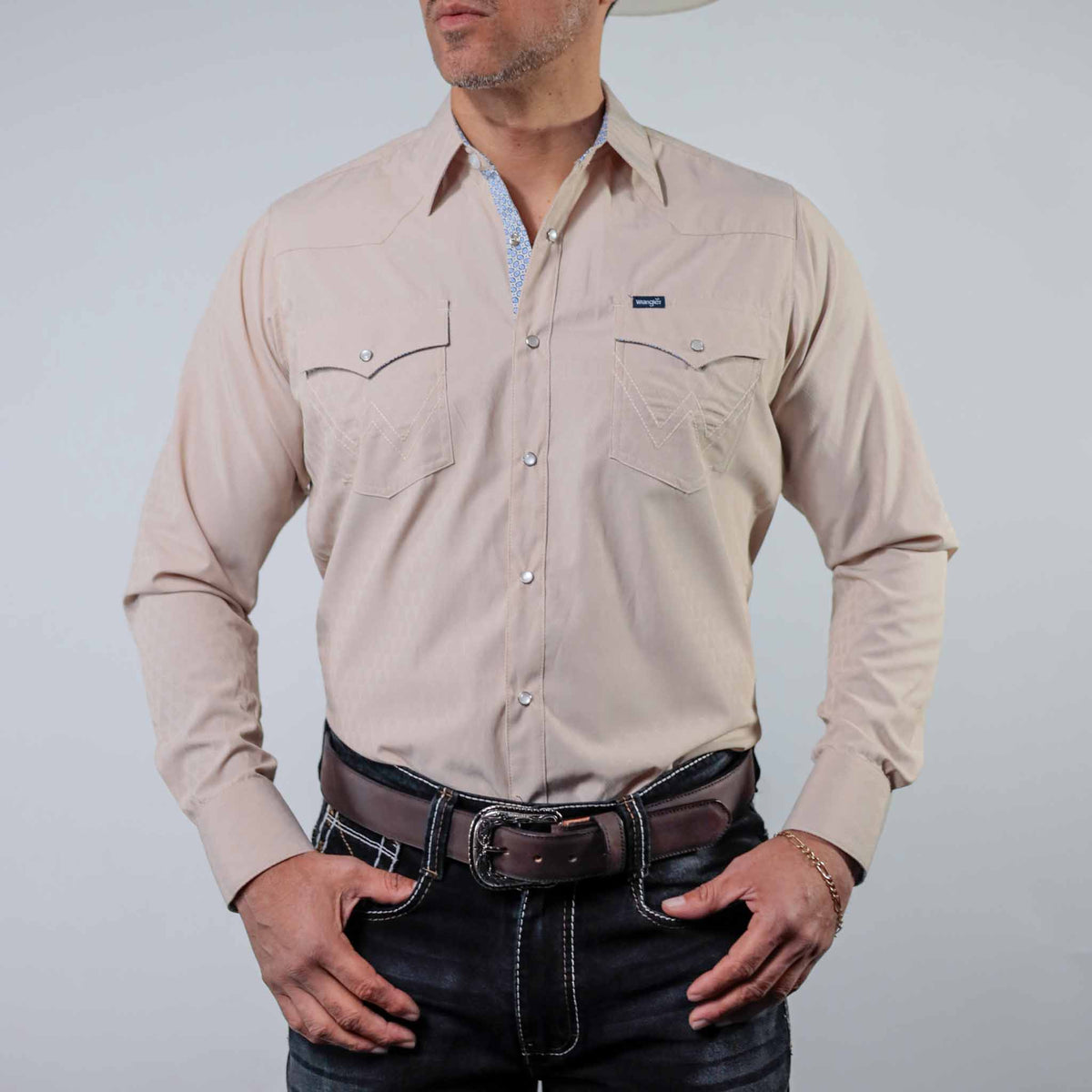 Camisa Wrangler Retro Lisa Tex Beige/Rombos 263