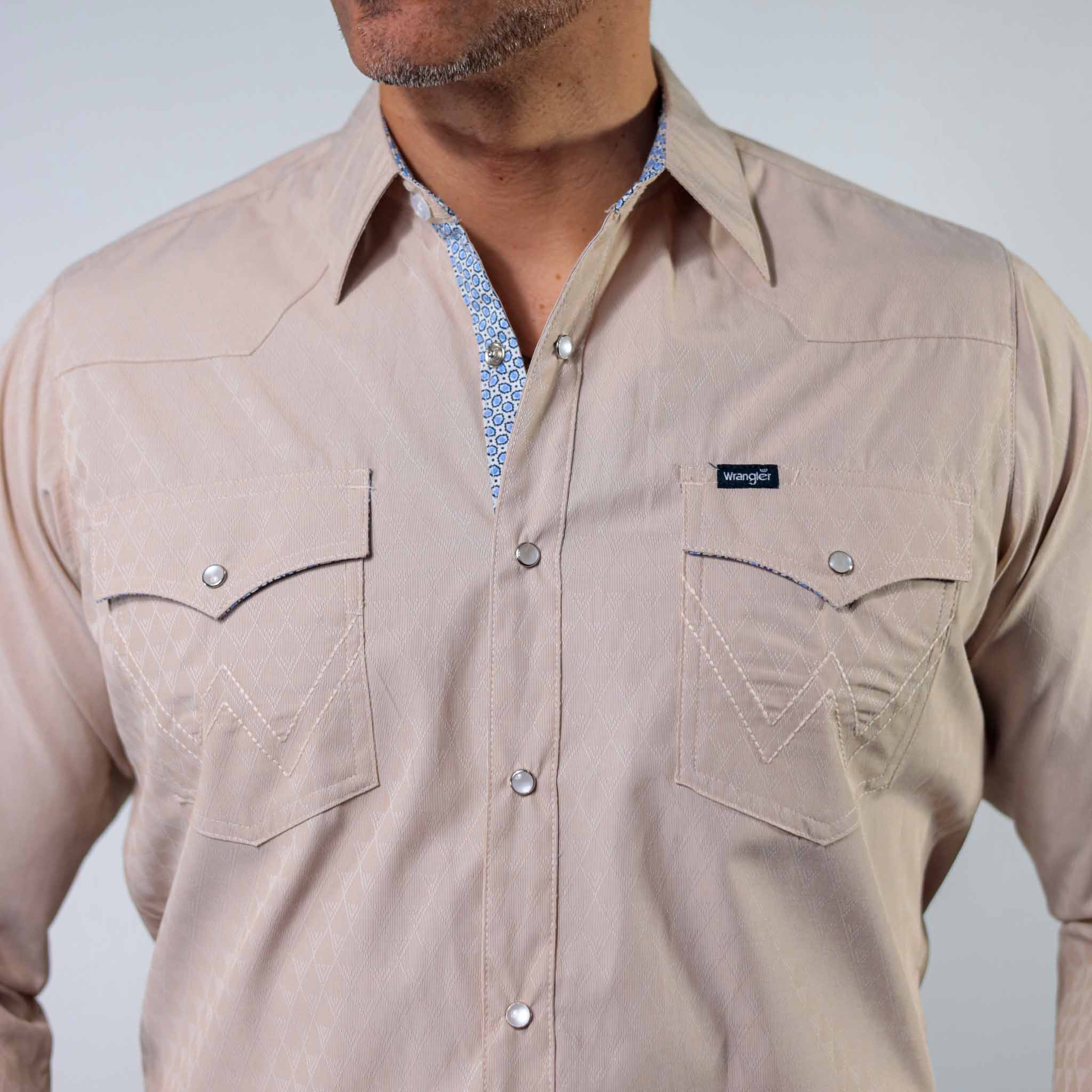 Camisa Wrangler Retro Lisa Tex Beige/Rombos 263