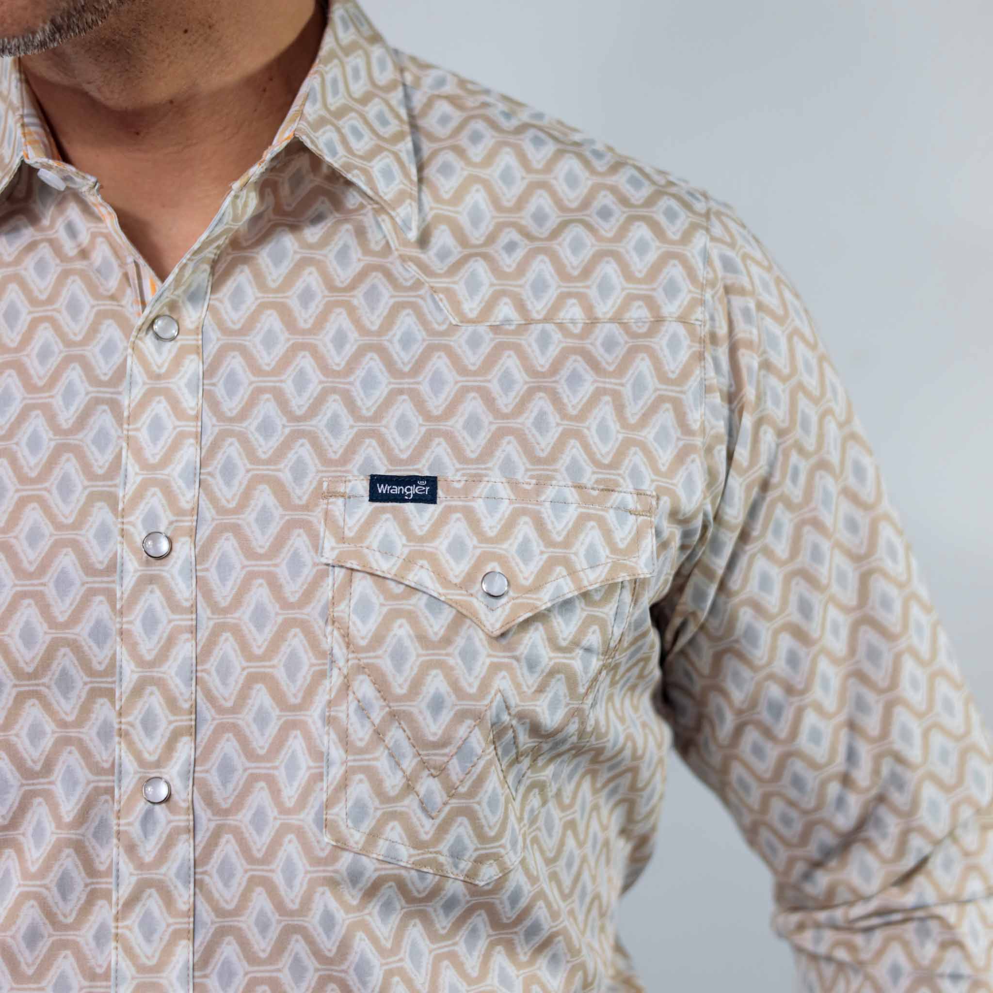 Camisa Wrangler Retro Est Khaki/Blanco/Gris 264