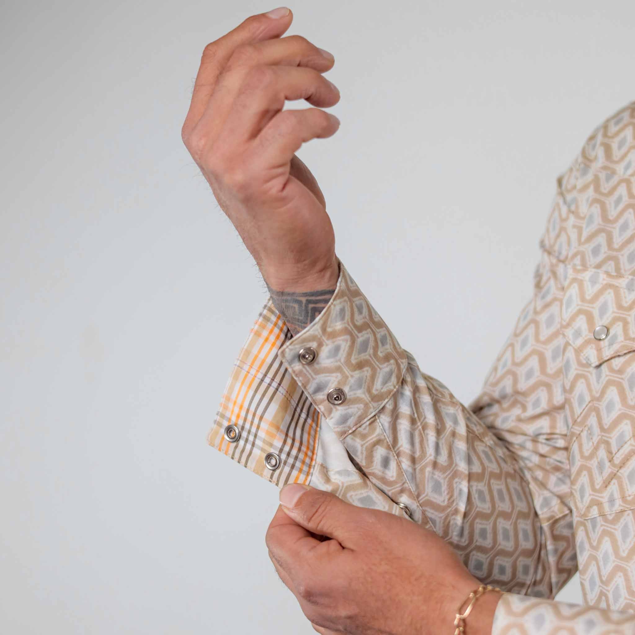 Camisa Wrangler Retro Est Khaki/Blanco/Gris 264