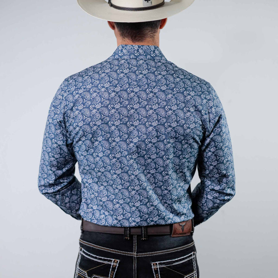 Camisa Wrangler Retro Estampada Azul/Blanco Amibas 265