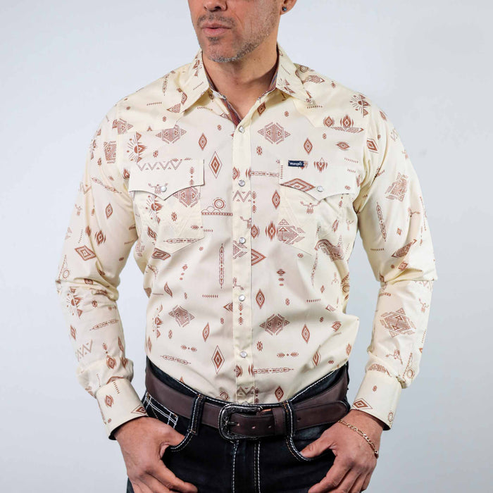 Camisa Wrangler Retro Estampada Beige/Café 266