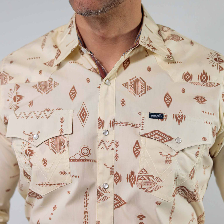 Camisa Wrangler Retro Estampada Beige/Café 266