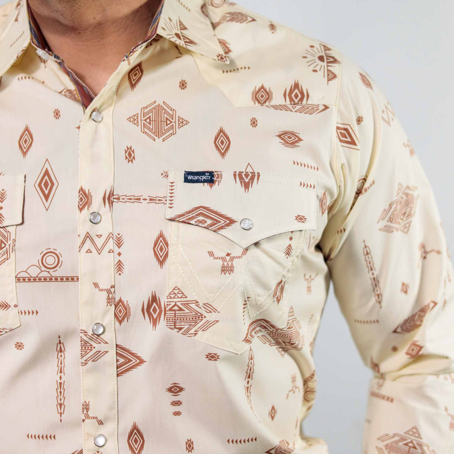 Camisa Wrangler Retro Estampada Beige/Café 266