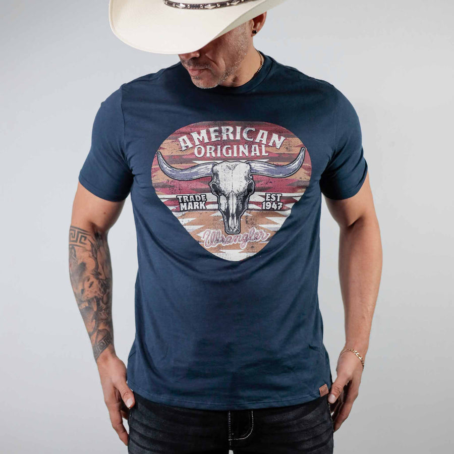 Playera Wrangler Azul Longhorn 268