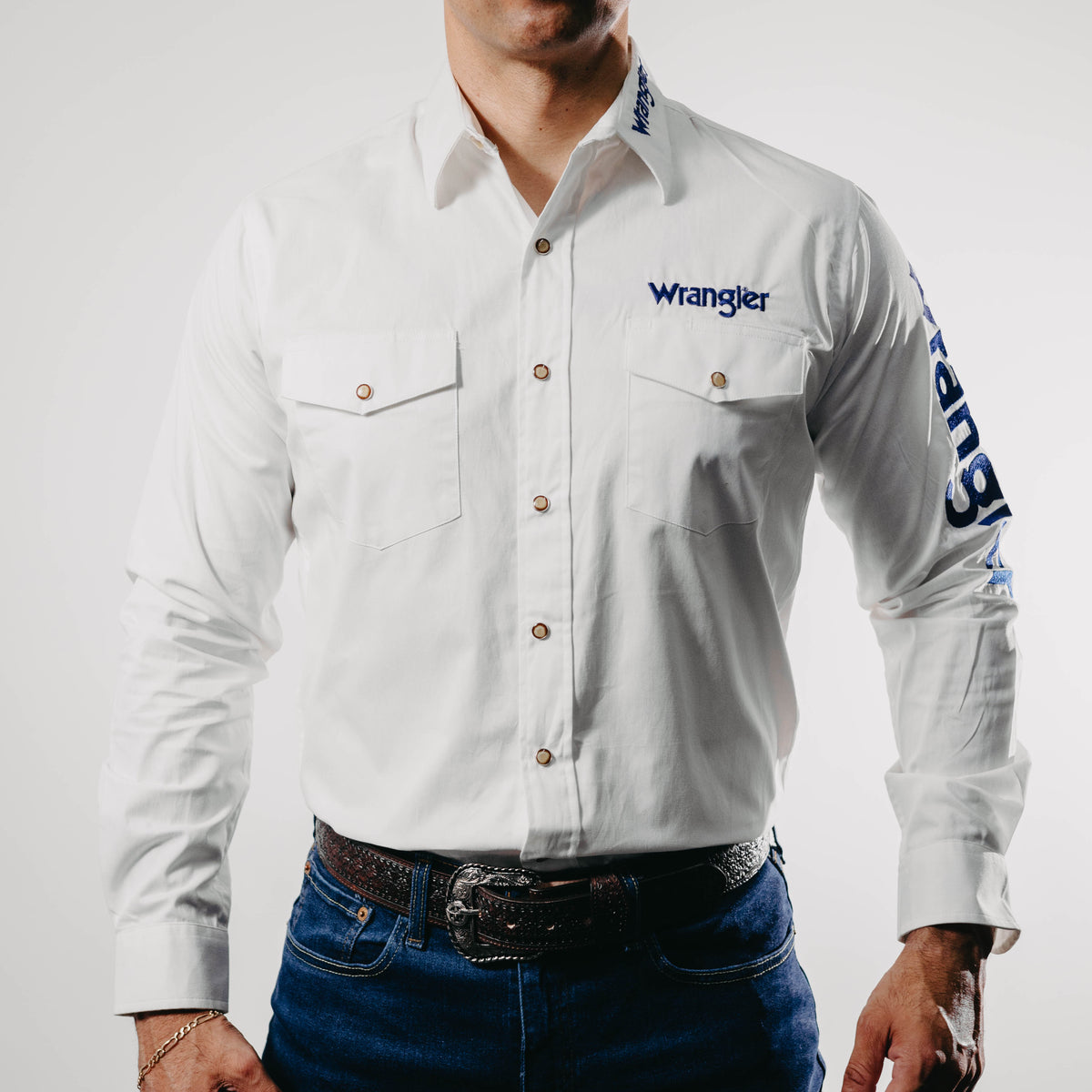 Camisa Wrangler Bordada Logo Blanca 205