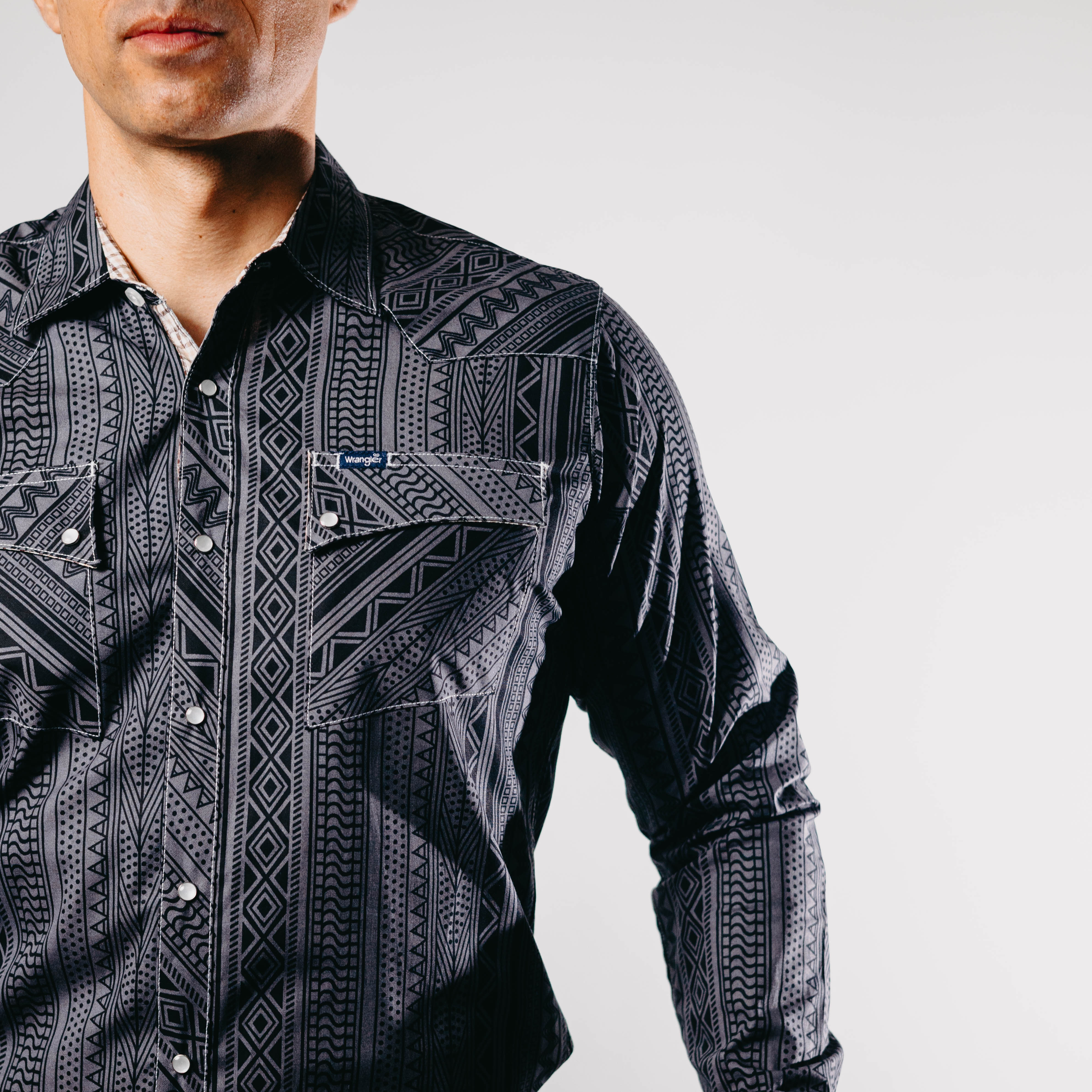 Camisa Wrangler Est Gris Negro 208