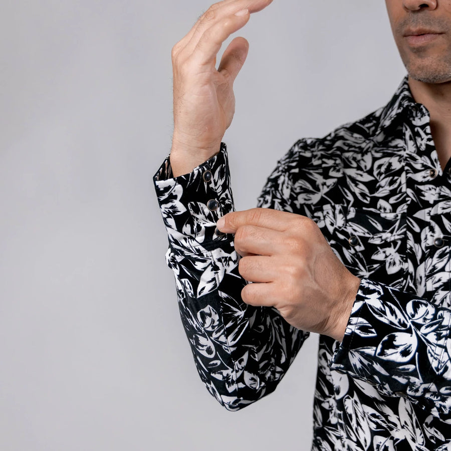 Camisa Wild Bull Estampada Flock Negro/Blanco 080