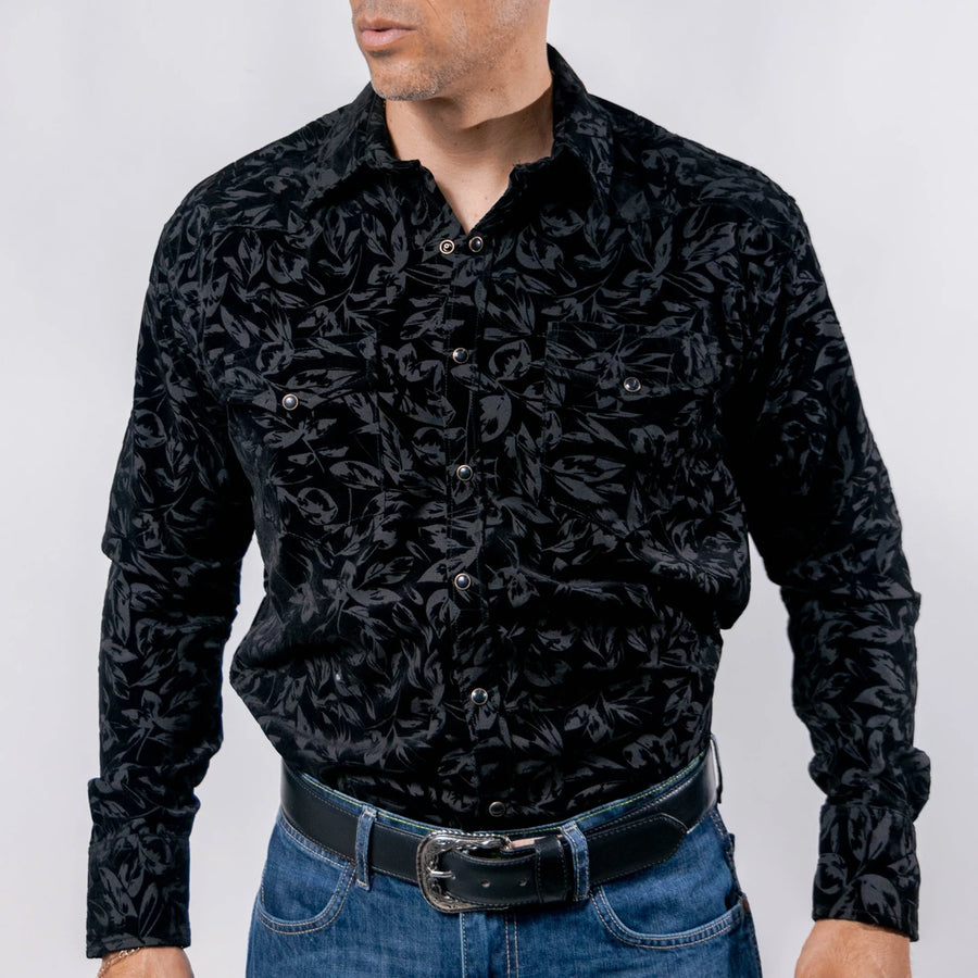 Camisa Wild Bull Estampada Flock Negro/Hojas 082