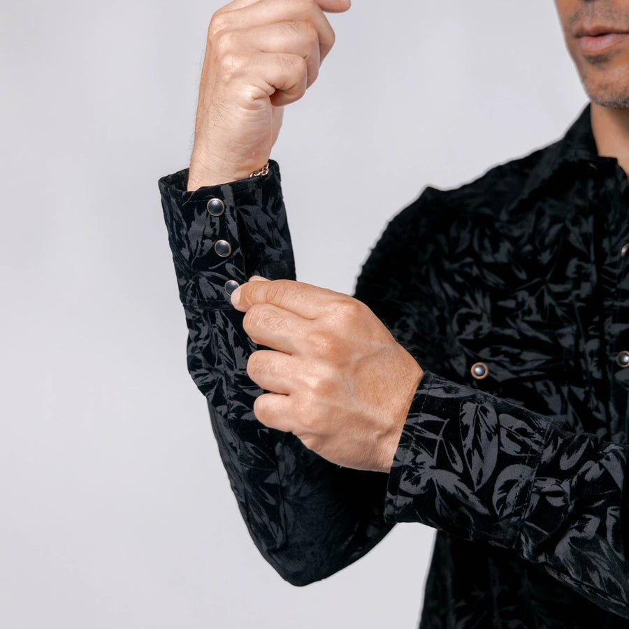 Camisa Wild Bull Estampada Flock Negro/Hojas 082