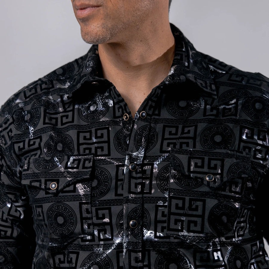 Camisa Wild Bull Estampada Flock Negro 083