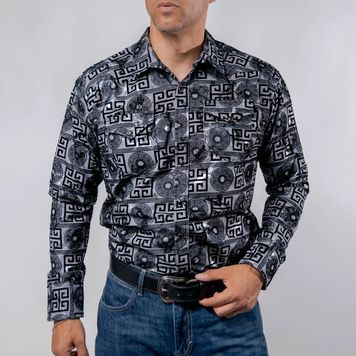 Camisa Wild Bull Estampada Flock Gris 085