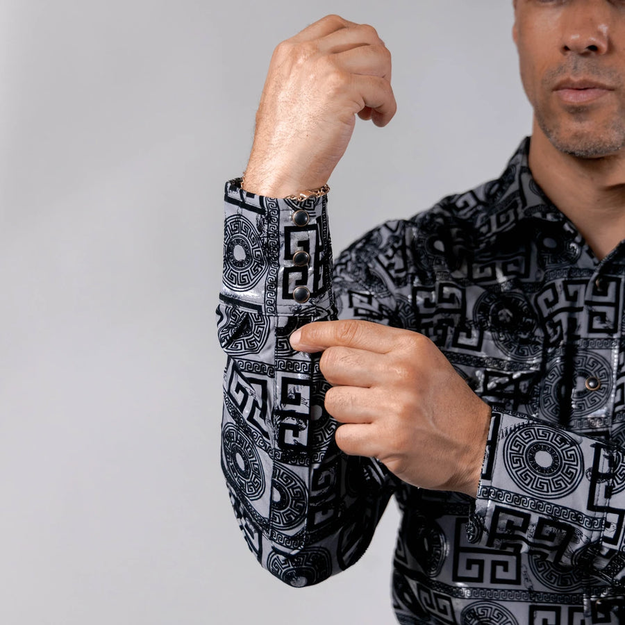 Camisa Wild Bull Estampada Flock Gris 085