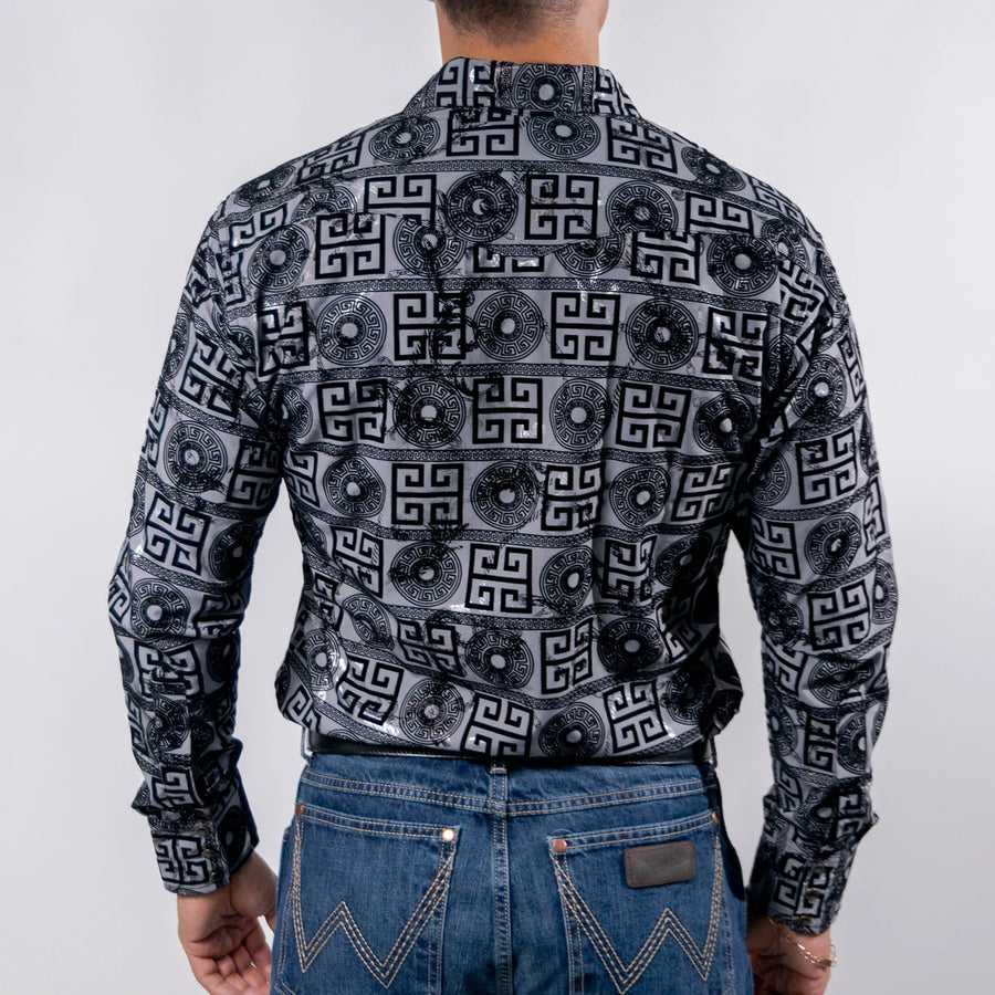 Camisa Wild Bull Estampada Flock Gris 085