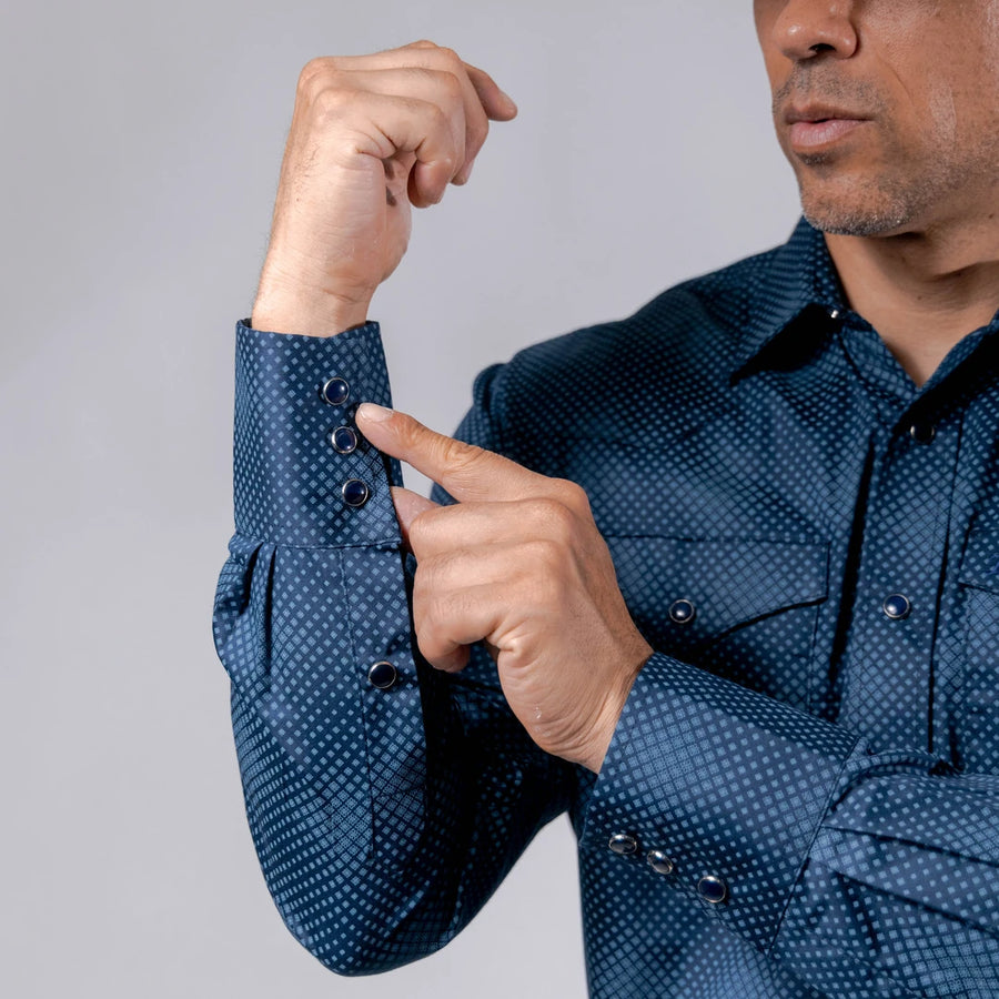 Camisa 1800 West Estampada Punt Azul/Celeste 014