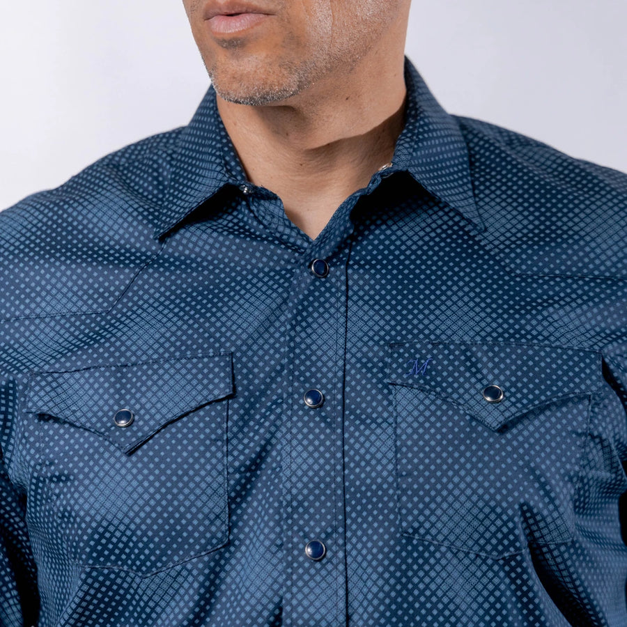 Camisa 1800 West Estampada Punt Azul/Celeste 014