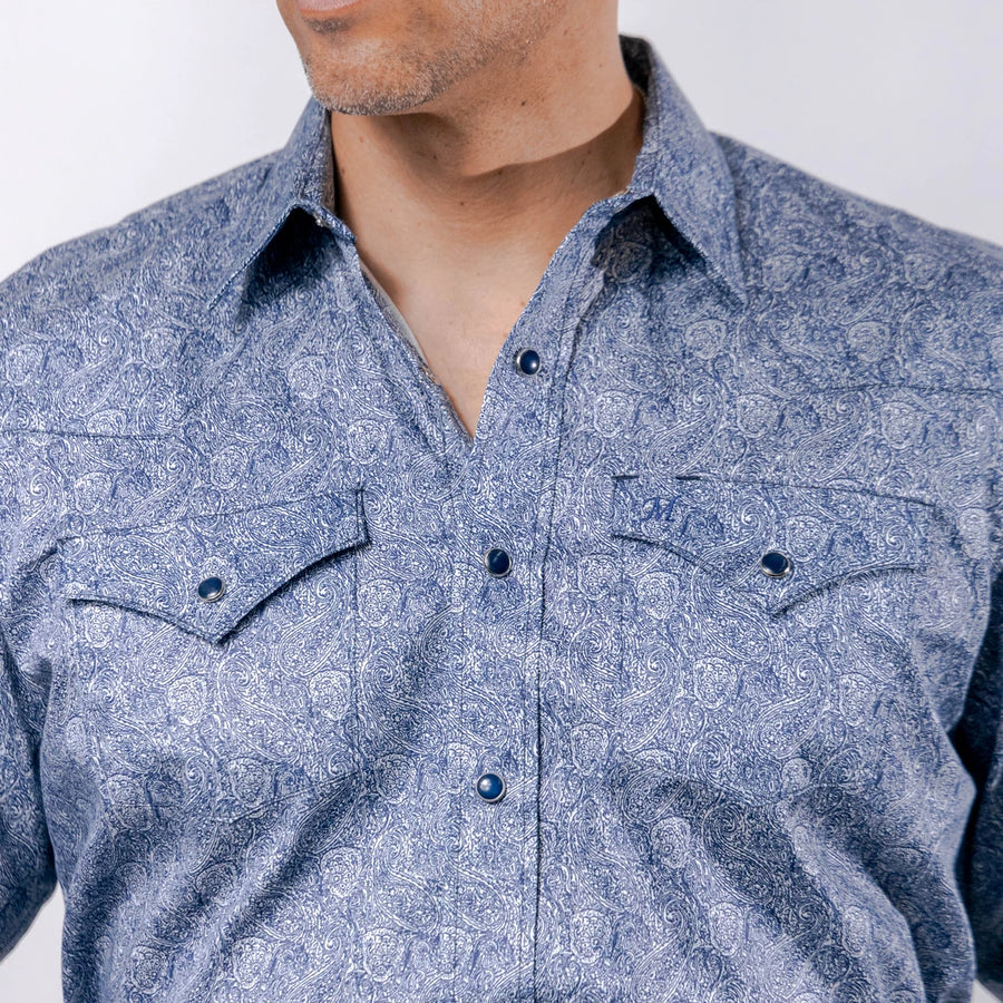 Camisa 1800 West Estampada Amibas Azul 016