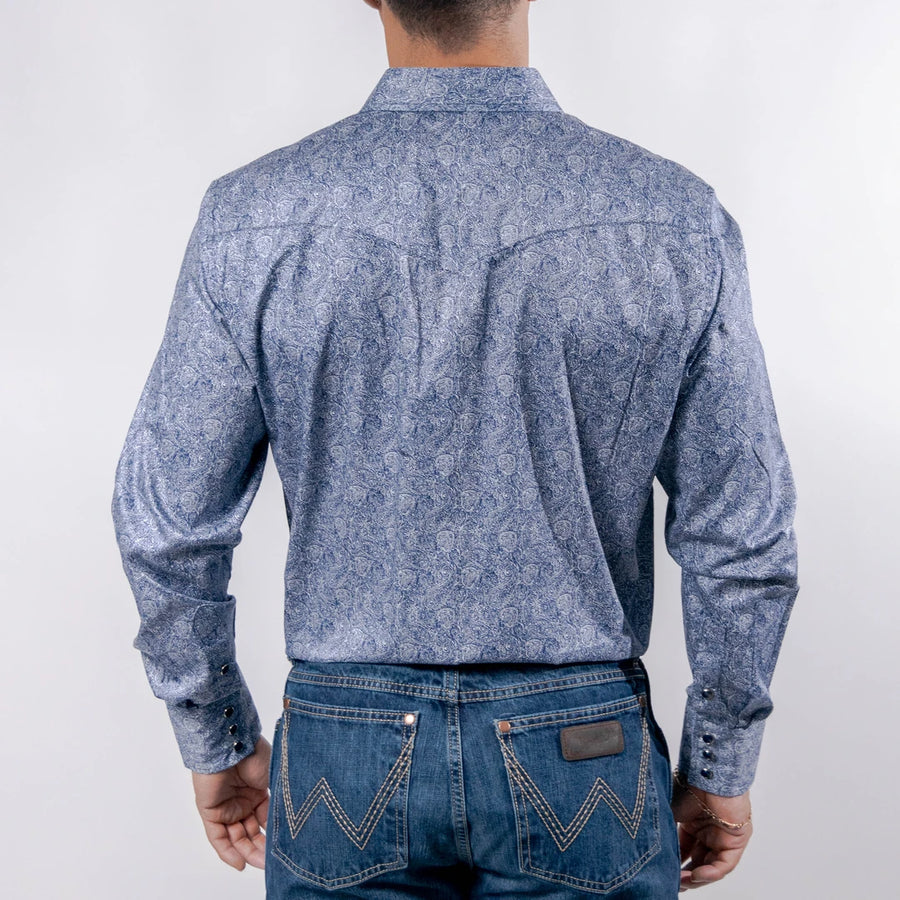 Camisa 1800 West Estampada Amibas Azul 016